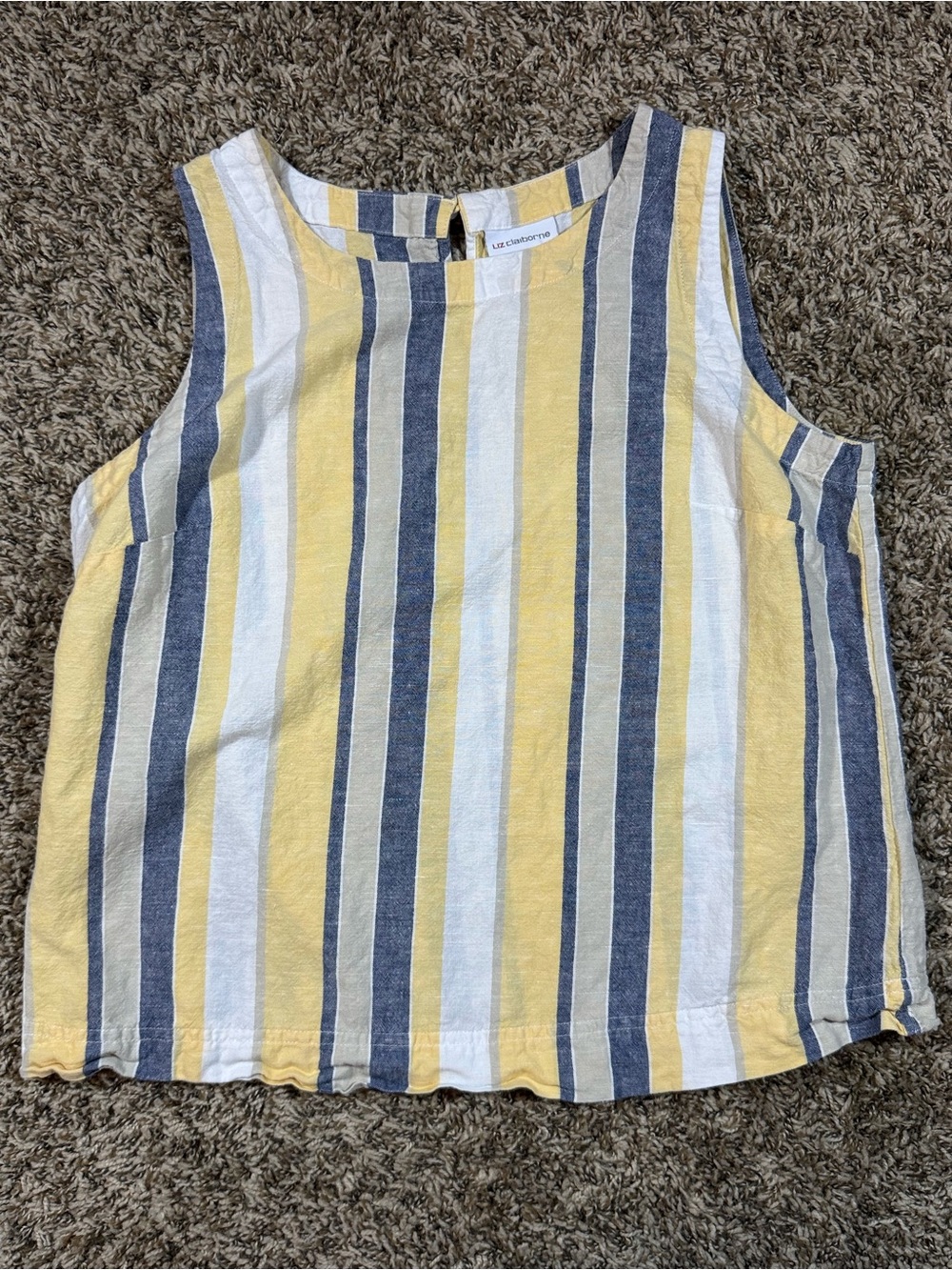 Liz Claiborne Yellow Navy White Striped Tank Top